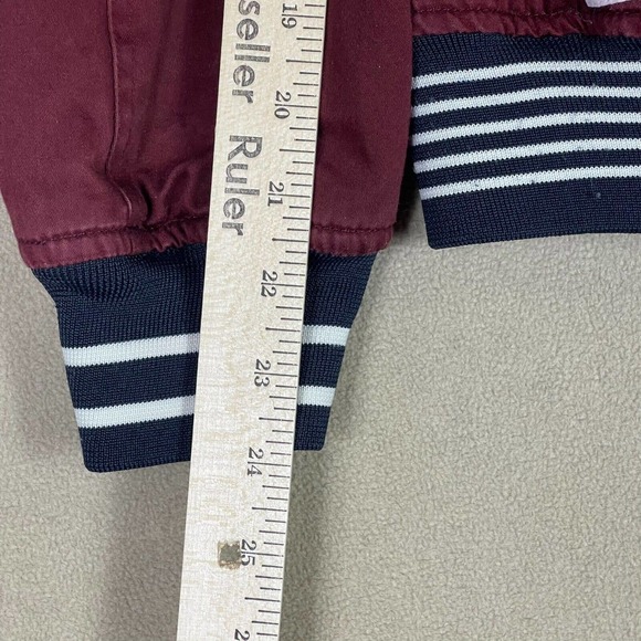 10 Deep Jacket Adult Medium Red Bomber Snap Logo Pockets Mens - Picture 6 of 13